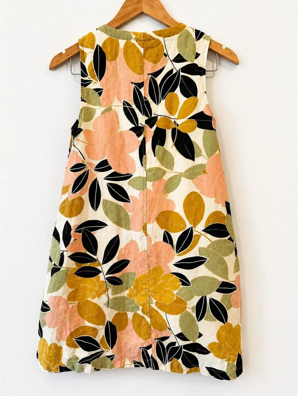 Rachel Zoe 100% Linen Floral Mini Swing Trapeze Dress Size XS